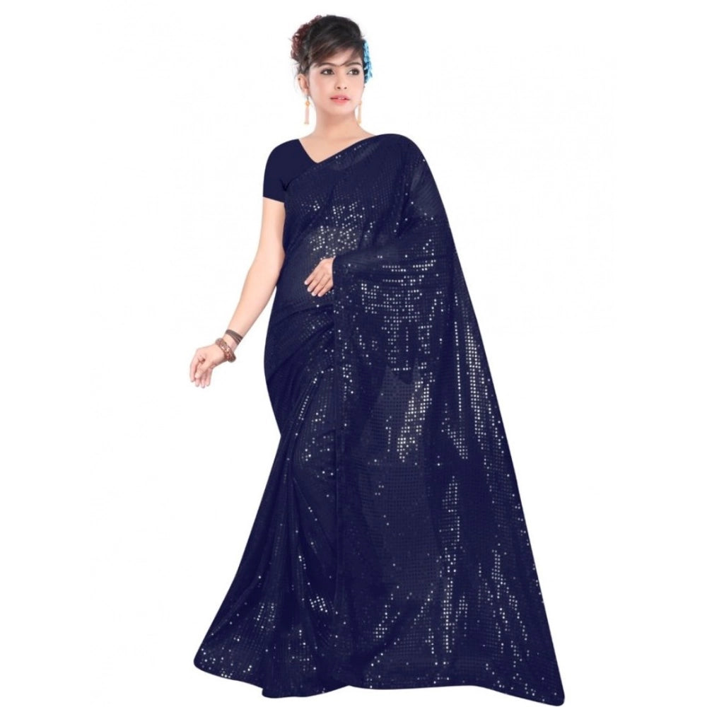 Vaystra Georgette Embellished Sequnece Bollywood Saree With Unstitched Blouse 5.5Mtr –...