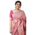 Vaystra Silk Printed Saree With Unstitched Blouse 5.5Mtr – Pink