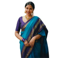 Vaystra Silk Printed Saree With Unstitched Blouse 5.5Mtr – Blue