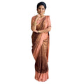Vaystra Silk Printed Saree With Unstitched Blouse 5.5Mtr – Brown