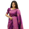 Vaystra Silk Printed Saree With Unstitched Blouse 5.5Mtr – Purple