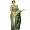 Vaystra Silk Printed Saree With Unstitched Blouse 5.5Mtr – Green