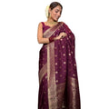 Vaystra Silk Printed Saree With Unstitched Blouse 5.5Mtr – Wine