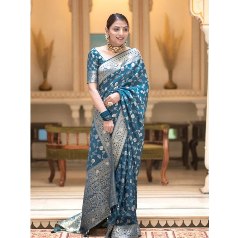 Vaystra Silk Printed Saree With Unstitched Blouse 5.5Mtr – Rama