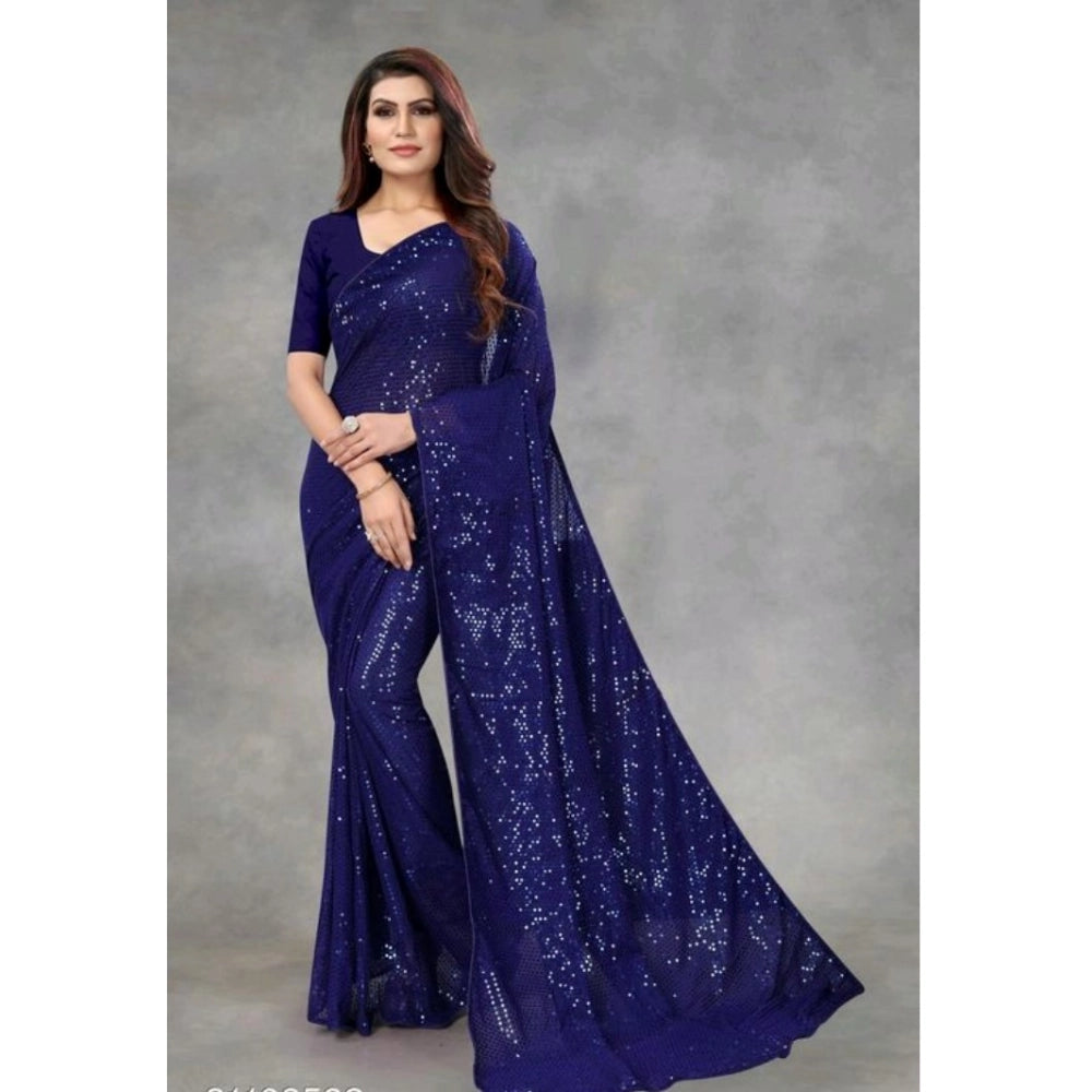 Vaystra Georgette Embellished Sequnece Bollywood Saree With Unstitched Blouse 5.5Mtr –...