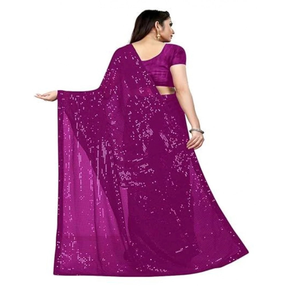 Vaystra Georgette Embellished Sequnece Bollywood Saree With Unstitched Blouse 5.5Mtr –...