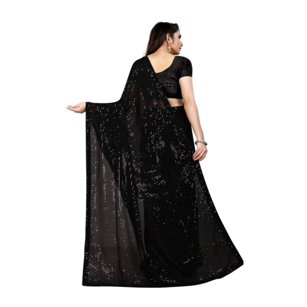 Vaystra Georgette Embellished Sequnece Bollywood Saree With Unstitched Blouse 5.5Mtr –...