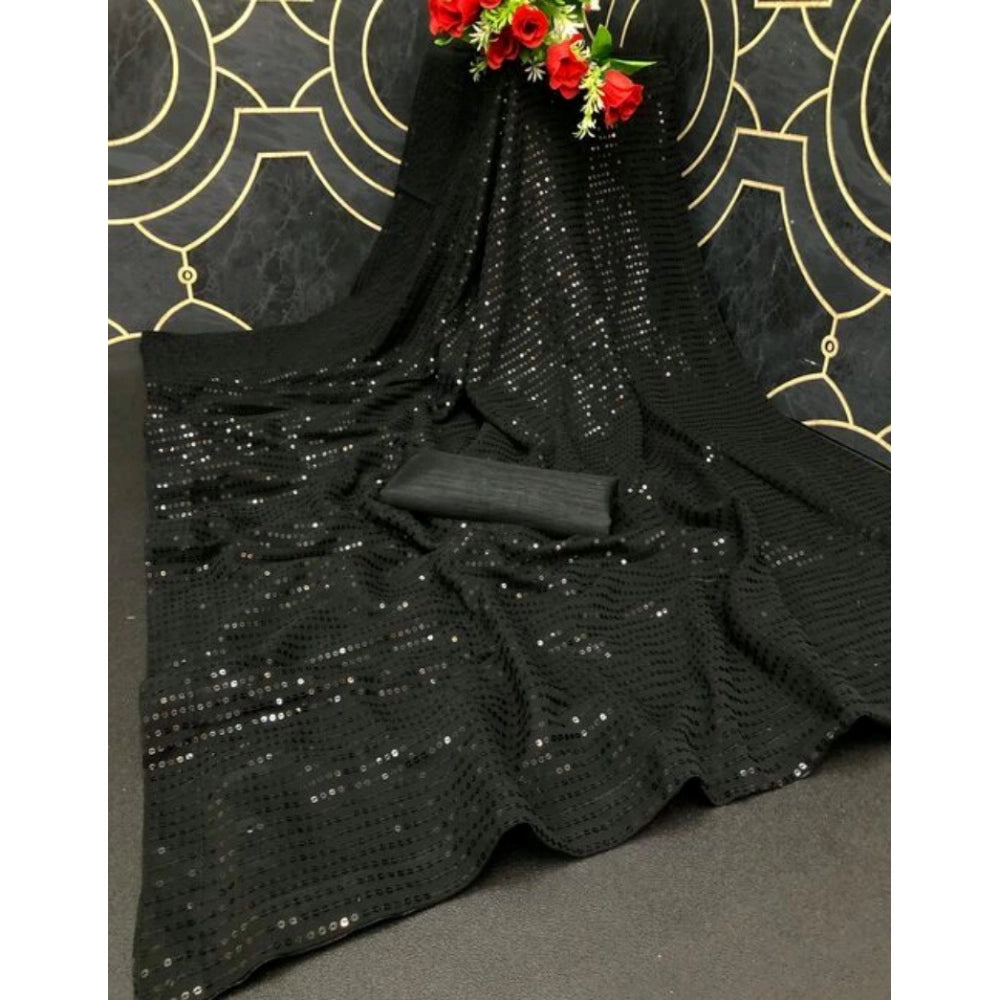 Vaystra Georgette Embellished Sequnece Bollywood Saree With Unstitched Blouse 5.5Mtr –...