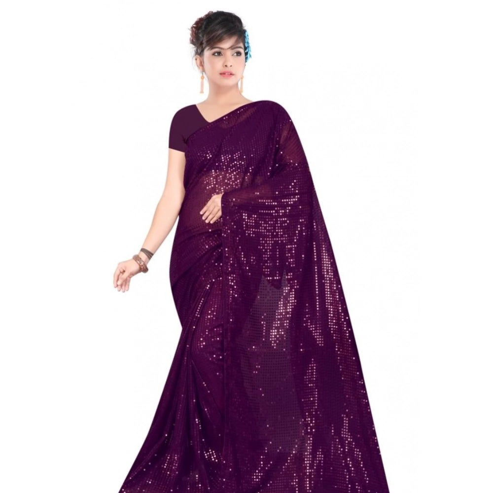 Vaystra Georgette Embellished Sequnece Bollywood Saree With Unstitched Blouse 5.5Mtr –...