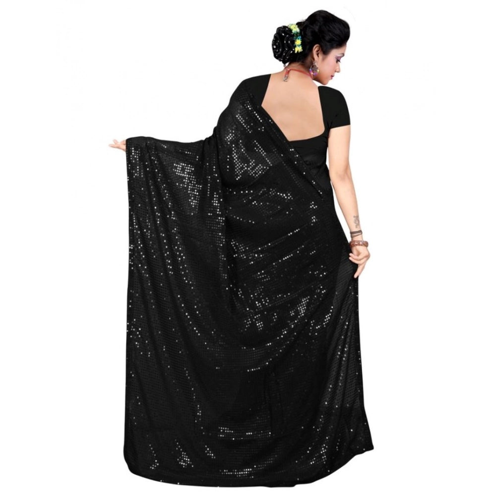Vaystra Georgette Embellished Sequnece Bollywood Saree With Unstitched Blouse 5.5Mtr –...