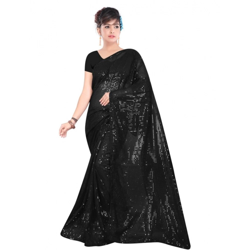 Vaystra Georgette Embellished Sequnece Bollywood Saree With Unstitched Blouse 5.5Mtr –...