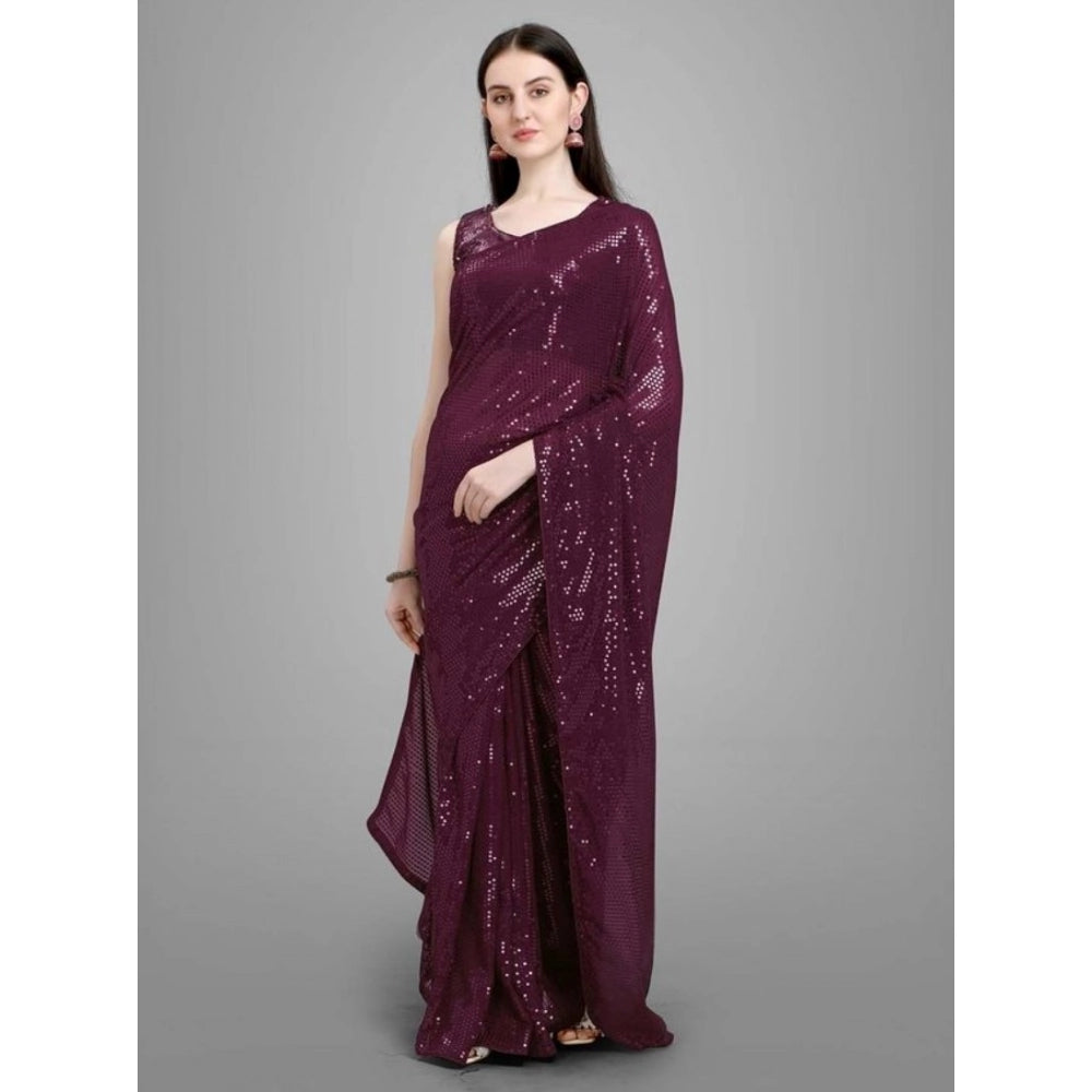 Vaystra Georgette Embellished Sequnece Bollywood Saree With Unstitched Blouse 5.5Mtr –...