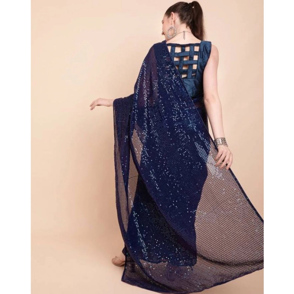 Vaystra Georgette Embellished Sequnece Bollywood Saree With Unstitched Blouse 5.5Mtr –...