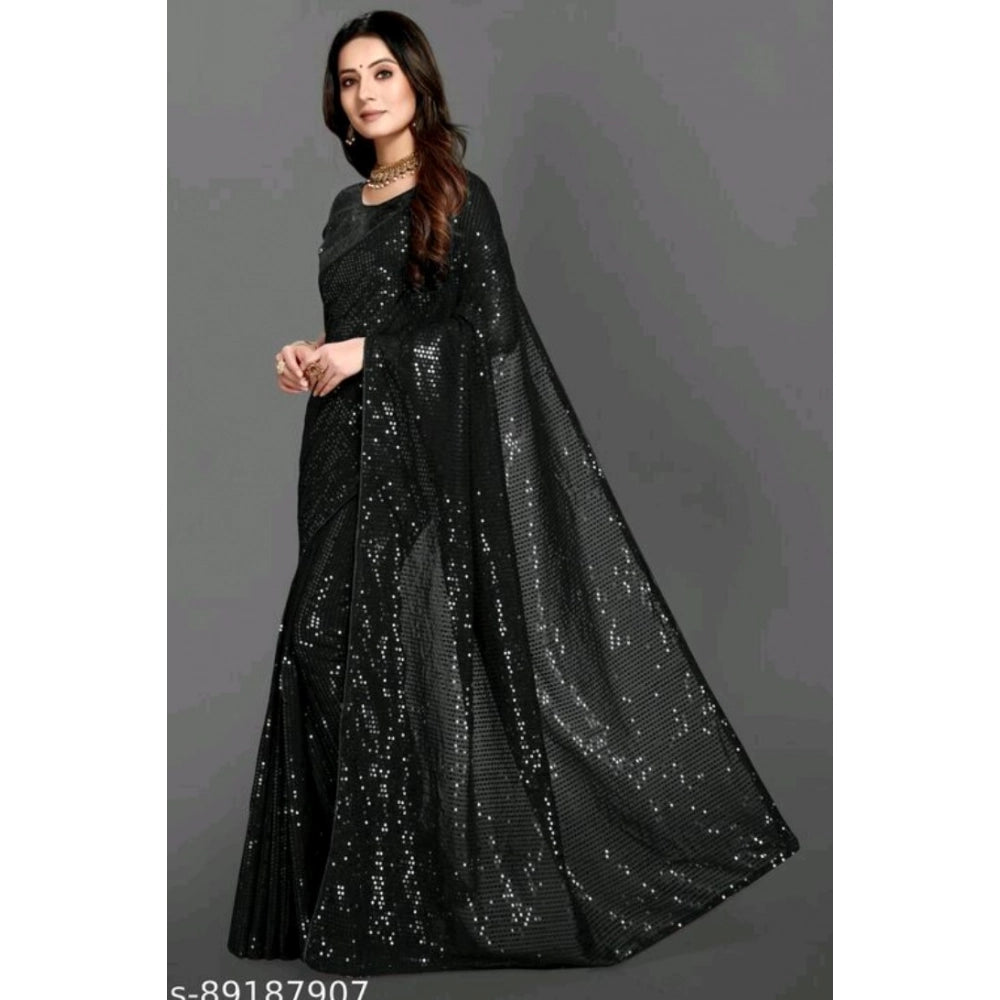 Vaystra Georgette Embellished Sequnece Bollywood Saree With Unstitched Blouse 5.5Mtr –...