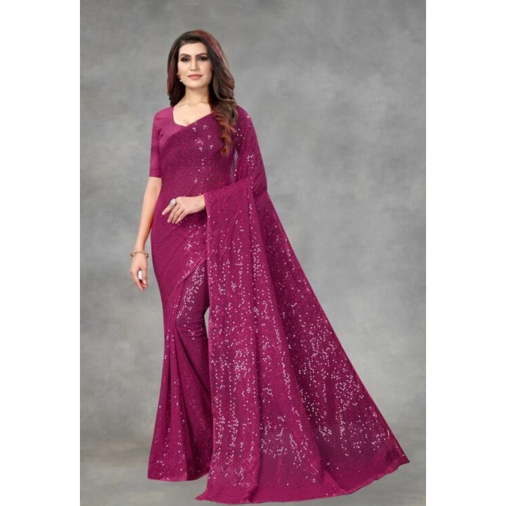 Vaystra Georgette Embellished Sequnece Bollywood Saree With Unstitched Blouse 5.5Mtr –...
