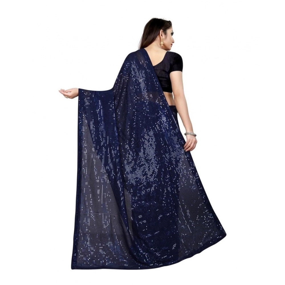 Vaystra Georgette Embellished Sequnece Bollywood Saree With Unstitched Blouse 5.5Mtr –...