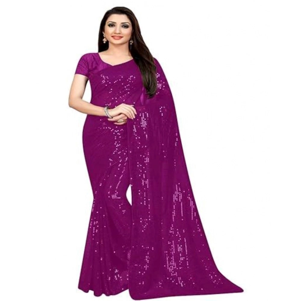 Vaystra Georgette Embellished Sequnece Bollywood Saree With Unstitched Blouse 5.5Mtr –...