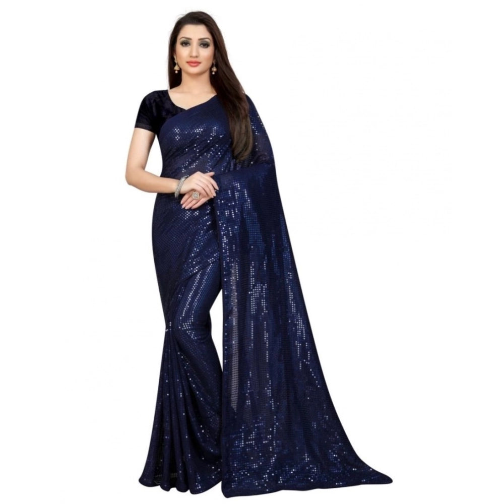 Vaystra Georgette Embellished Sequnece Bollywood Saree With Unstitched Blouse 5.5Mtr –...