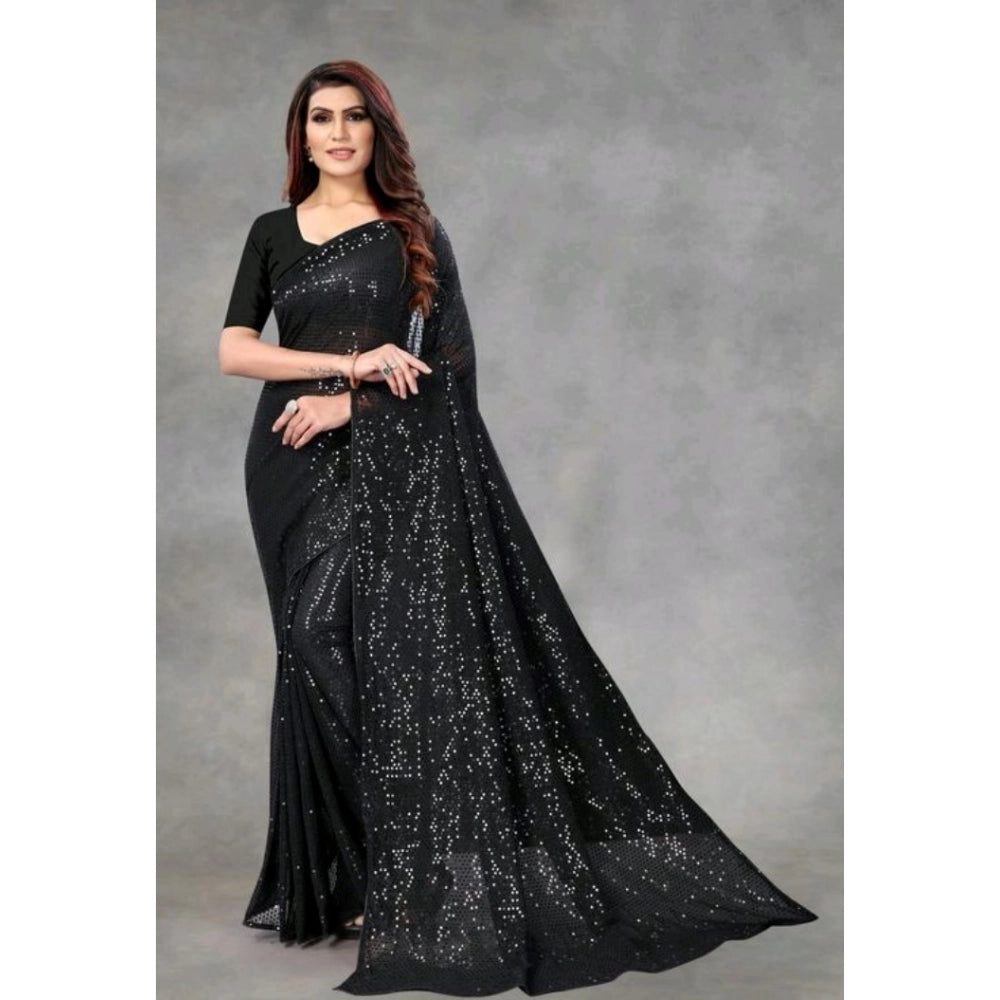 Vaystra Georgette Embellished Sequnece Bollywood Saree With Unstitched Blouse 5.5Mtr –...