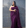 Vaystra Georgette Embellished Sequnece Bollywood Saree With Unstitched Blouse 5.5Mtr –...