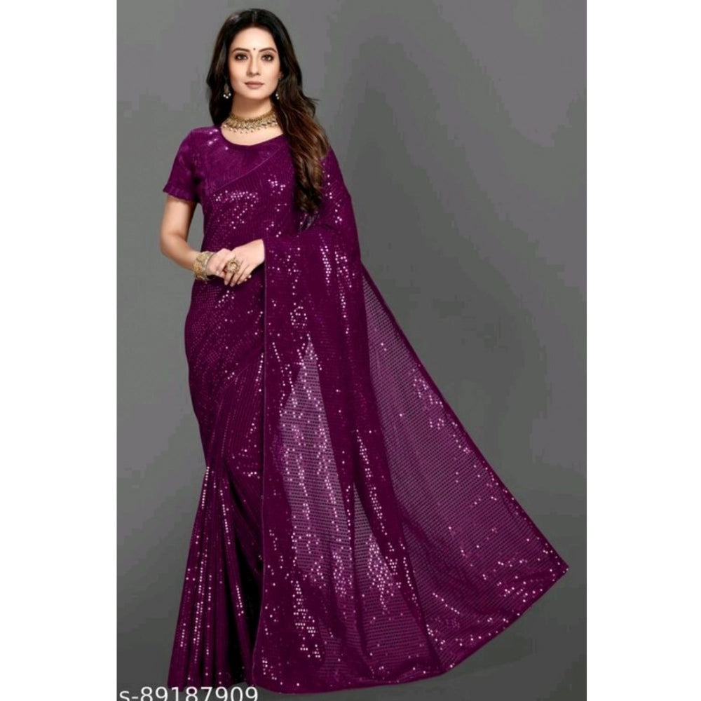 Vaystra Georgette Embellished Sequnece Bollywood Saree With Unstitched Blouse 5.5Mtr –...