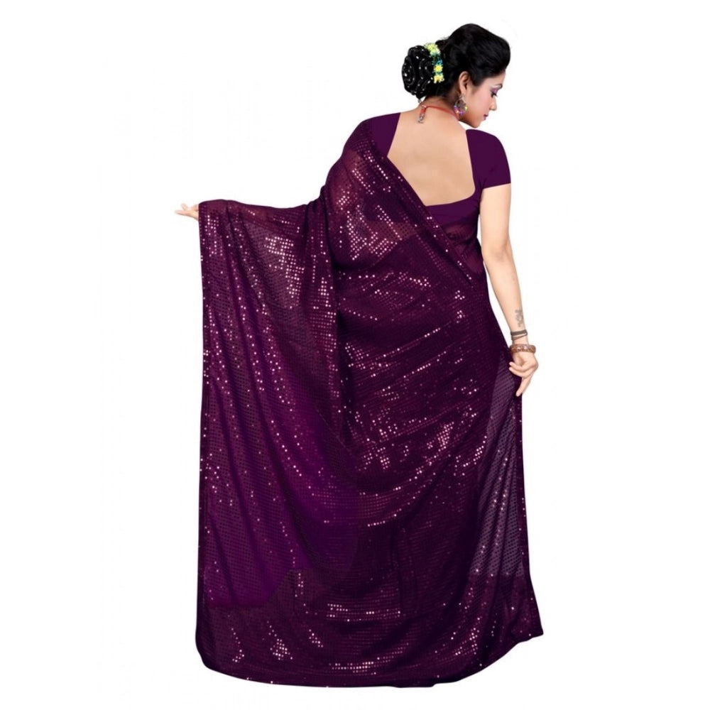 Vaystra Georgette Embellished Sequnece Bollywood Saree With Unstitched Blouse 5.5Mtr –...