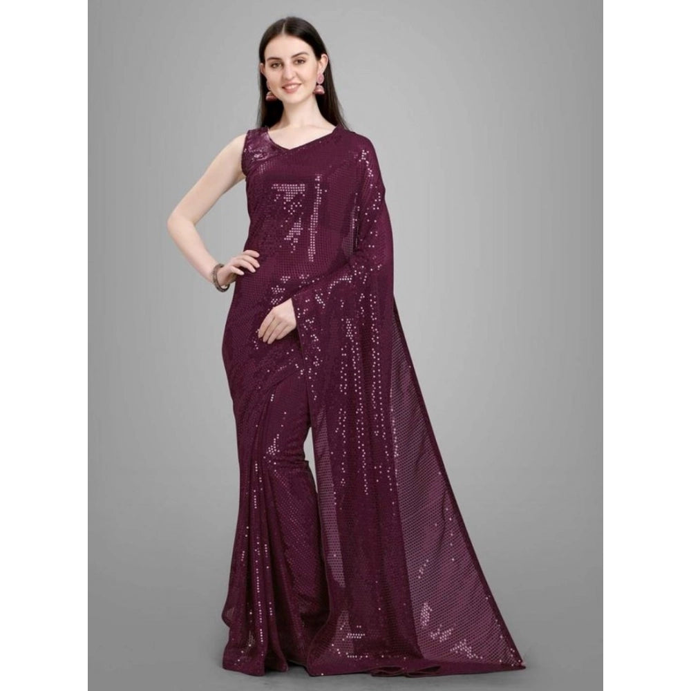 Vaystra Georgette Embellished Sequnece Bollywood Saree With Unstitched Blouse 5.5Mtr –...