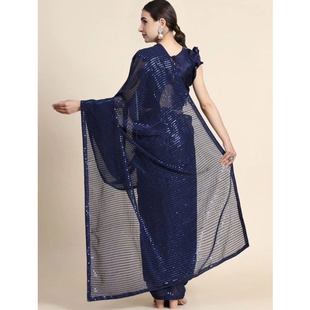 Vaystra Georgette Embellished Sequnece Bollywood Saree With Unstitched Blouse 5.5Mtr –...