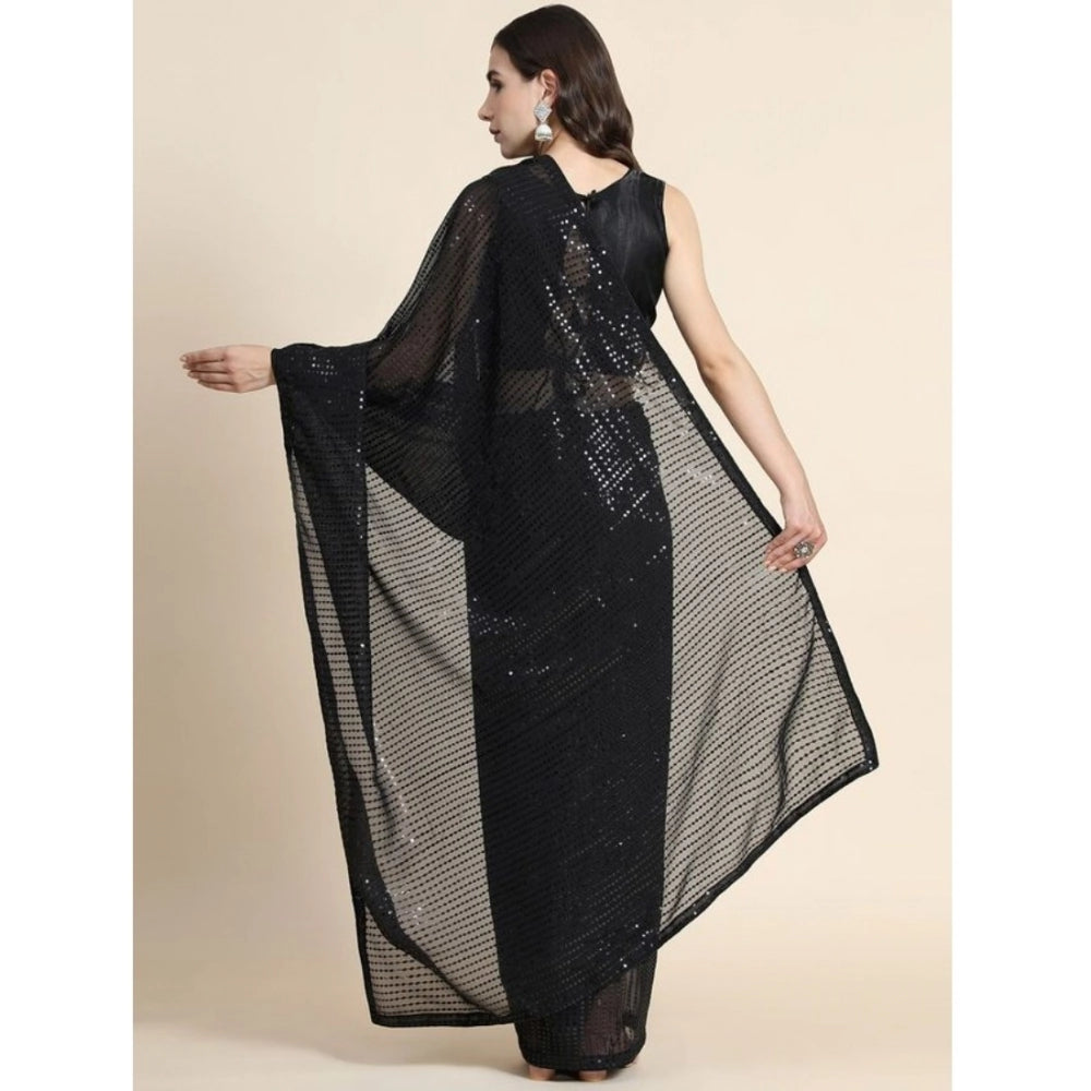 Vaystra Georgette Embellished Sequnece Bollywood Saree With Unstitched Blouse 5.5Mtr –...