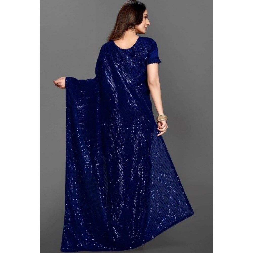 Vaystra Georgette Embellished Sequnece Bollywood Saree With Unstitched Blouse 5.5Mtr –...