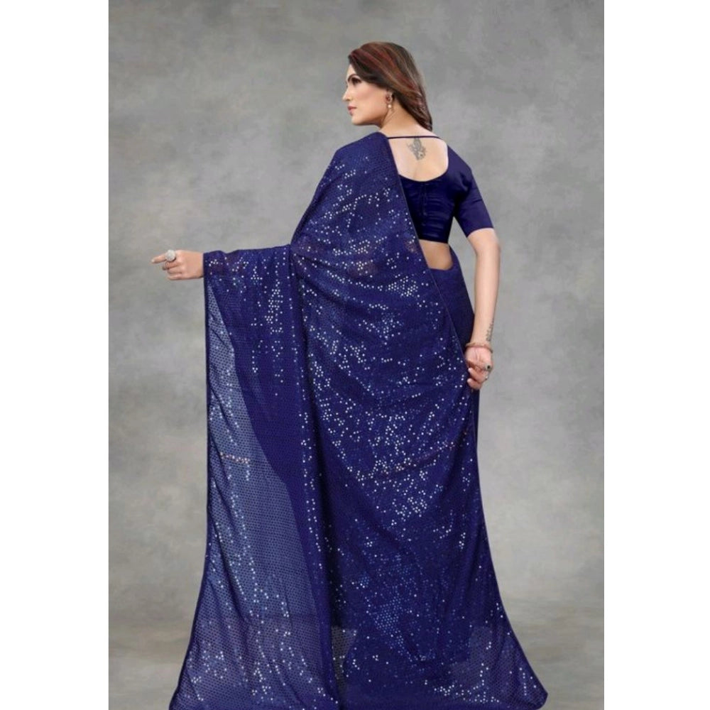 Vaystra Georgette Embellished Sequnece Bollywood Saree With Unstitched Blouse 5.5Mtr –...