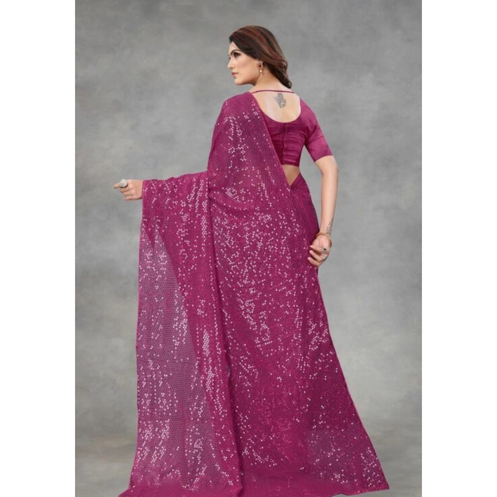 Vaystra Georgette Embellished Sequnece Bollywood Saree With Unstitched Blouse 5.5Mtr –...