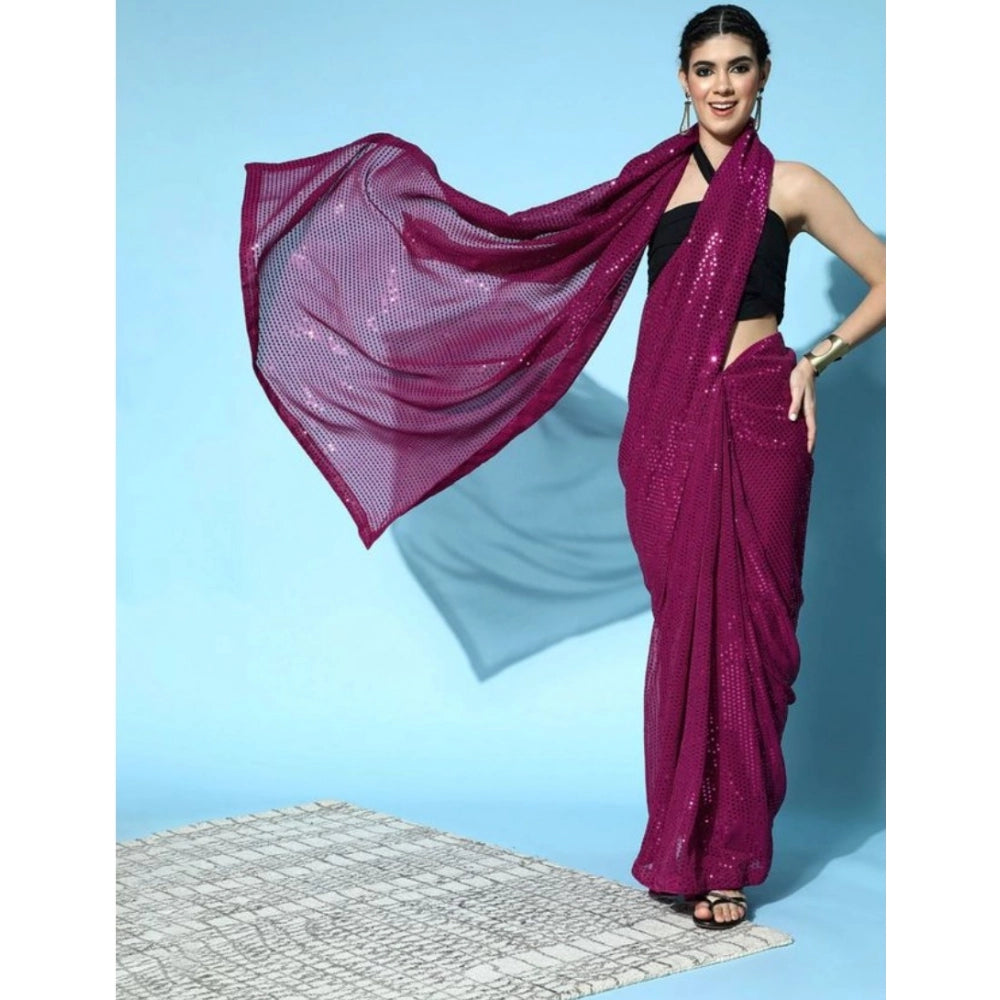 Vaystra Georgette Embellished Sequnece Bollywood Saree With Unstitched Blouse 5.5Mtr –...