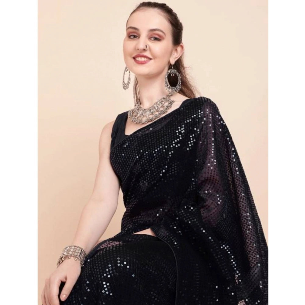 Vaystra Georgette Embellished Sequnece Bollywood Saree With Unstitched Blouse 5.5Mtr –...