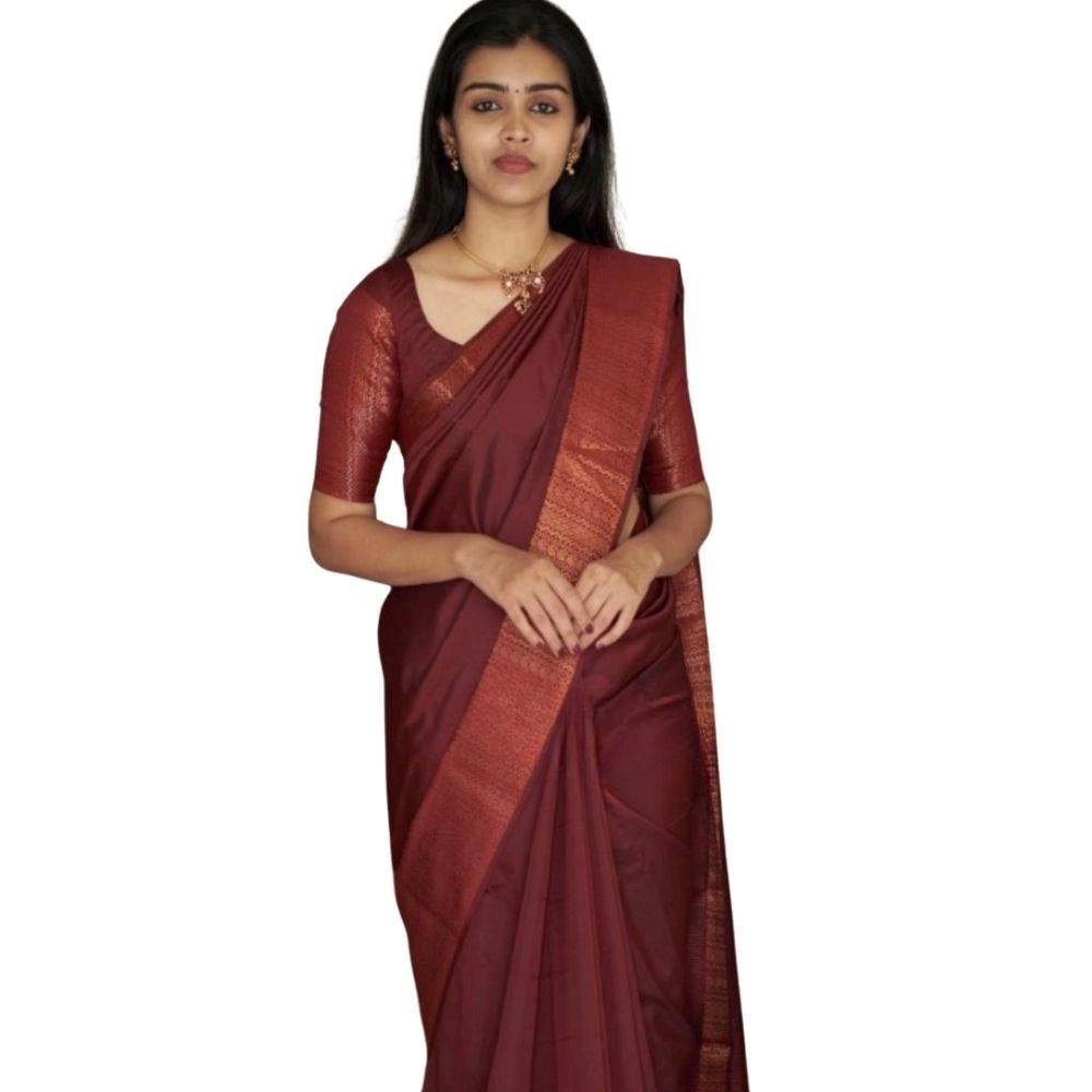 Vaystra Silk Printed Saree With Unstitched Blouse 5.5Mtr – Maroon