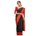 Vaystra Silk Printed Saree With Unstitched Blouse 5.5Mtr – Black