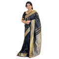 Vaystra Silk Printed Saree With Unstitched Blouse 5.5Mtr – Black