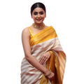 Vaystra Silk Printed Saree With Unstitched Blouse 5.5Mtr – Off White-Yellow