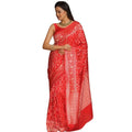 Vaystra Silk Printed Saree With Unstitched Blouse 5.5Mtr – Orange