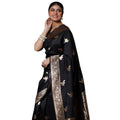 Vaystra Silk Printed Saree With Unstitched Blouse 5.5Mtr – Black