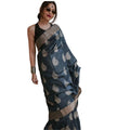 Vaystra Silk Printed Saree With Unstitched Blouse 5.5Mtr – Black
