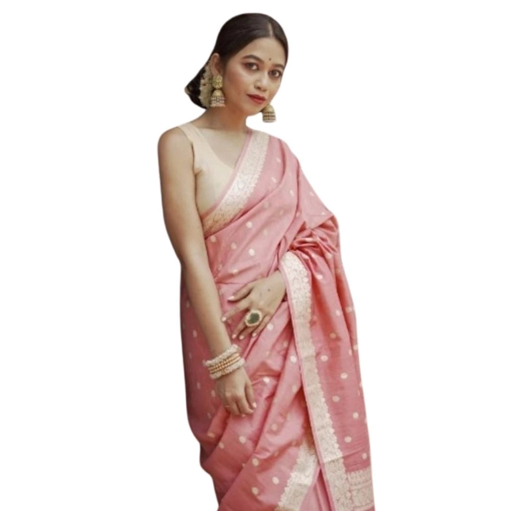 Vaystra Cotton Printed Saree With Unstitched Blouse 5.5Mtr – Peach