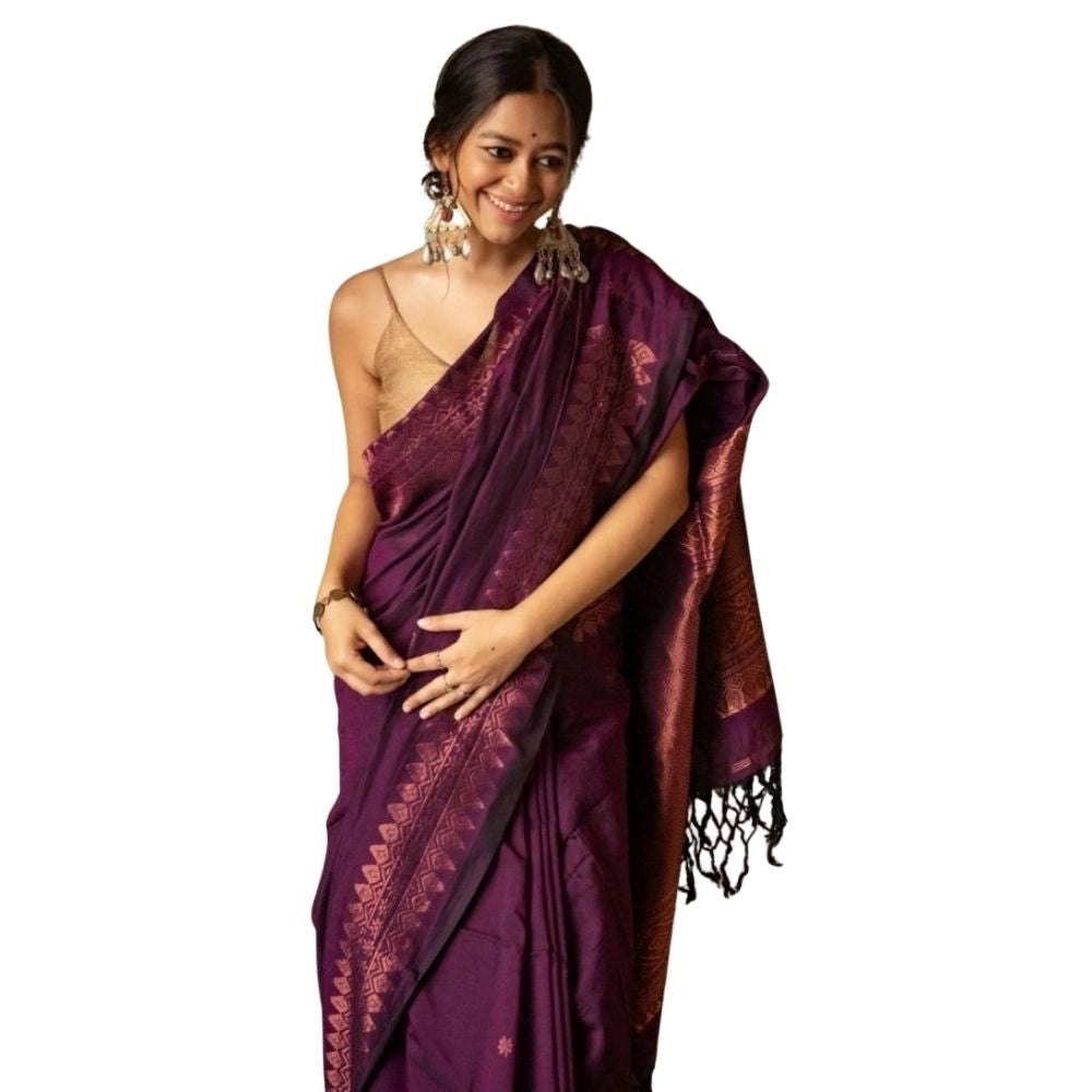 Vaystra Silk Printed Saree With Unstitched Blouse 5.5Mtr – Wine
