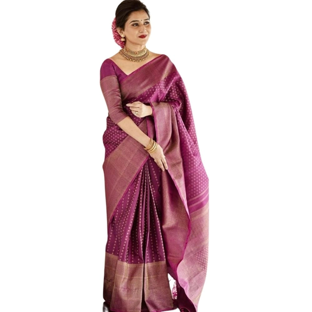 Vaystra Silk Printed Saree With Unstitched Blouse 5.5Mtr – Purple