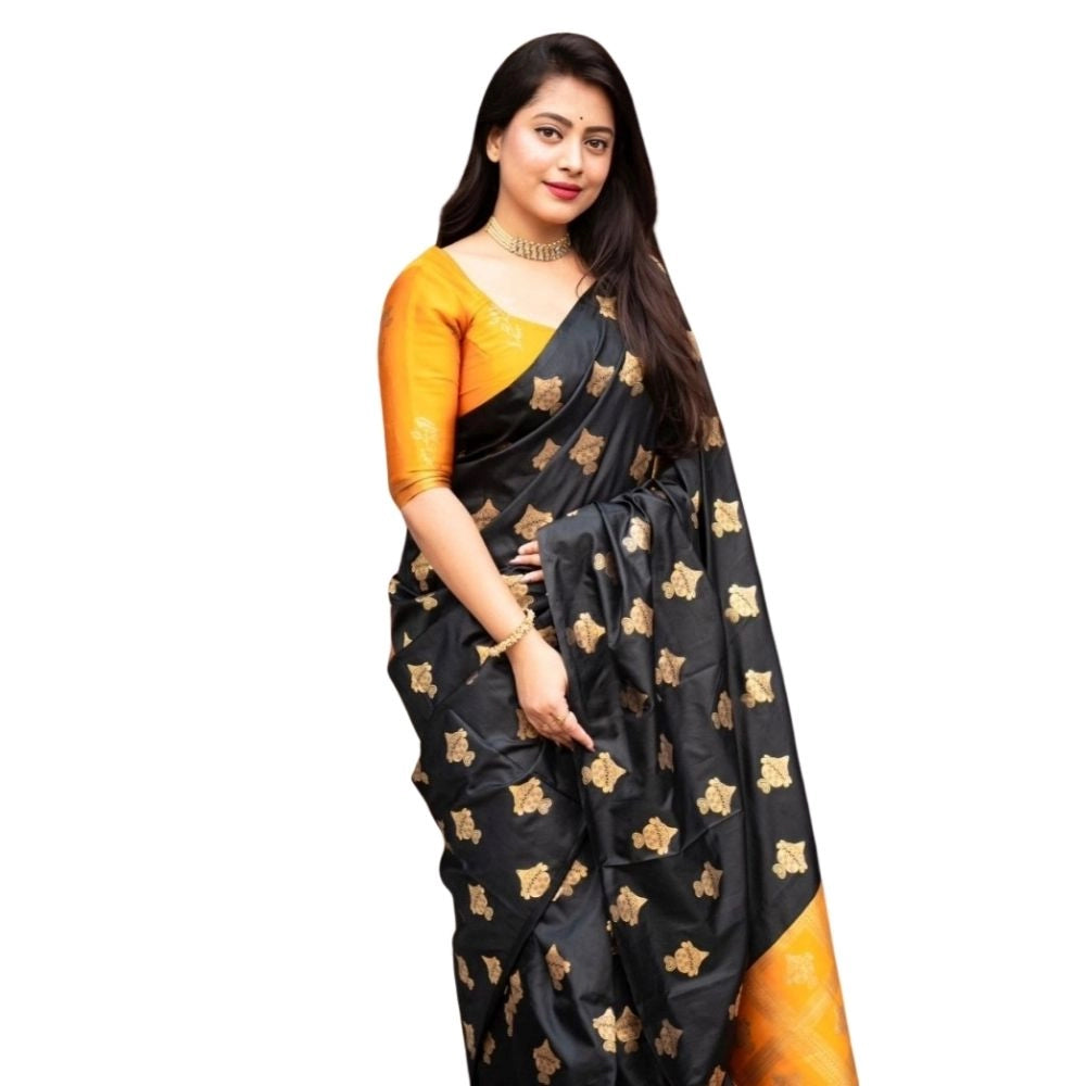 Vaystra Silk Printed Saree With Unstitched Blouse 5.5Mtr – Yellow