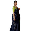 Vaystra Silk Printed Saree With Unstitched Blouse 5.5Mtr – Navy Blue