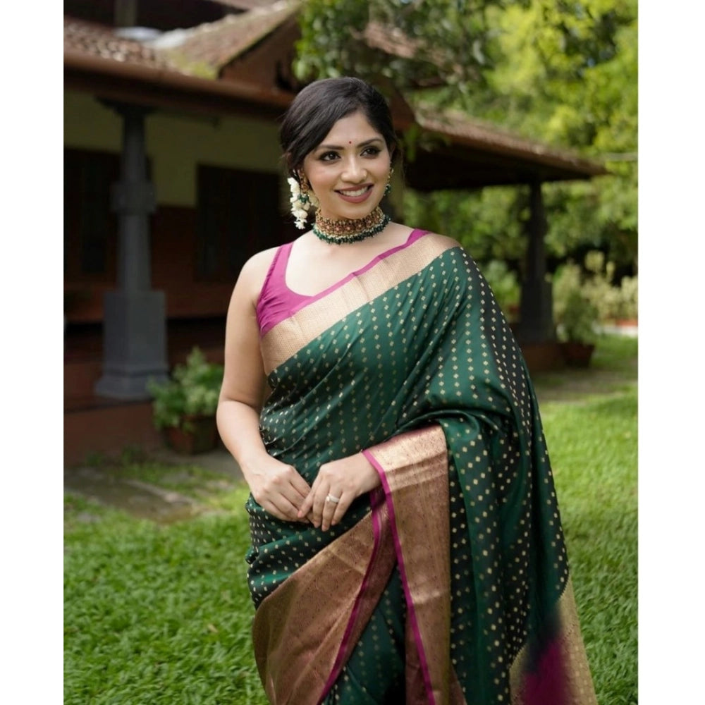 Vaystra Silk Printed Saree With Unstitched Blouse 5.5Mtr – Green