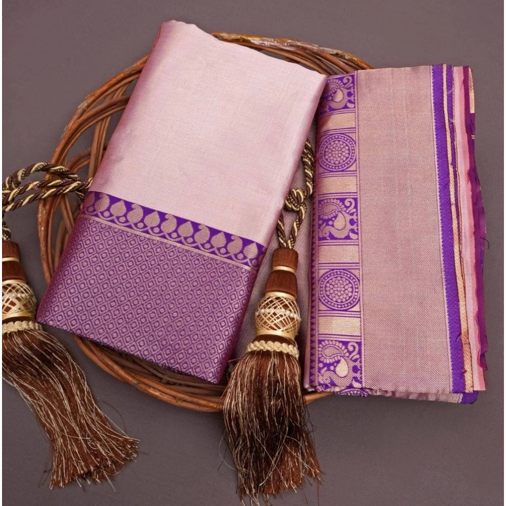 Vaystra Silk Printed Saree With Unstitched Blouse 5.5Mtr – Purple
