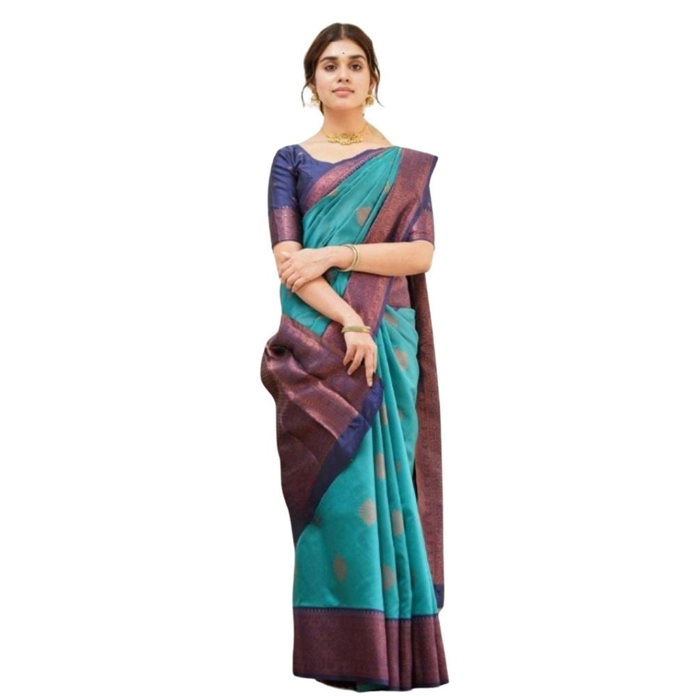 Vaystra Silk Printed Saree With Unstitched Blouse 5.5Mtr – Rama