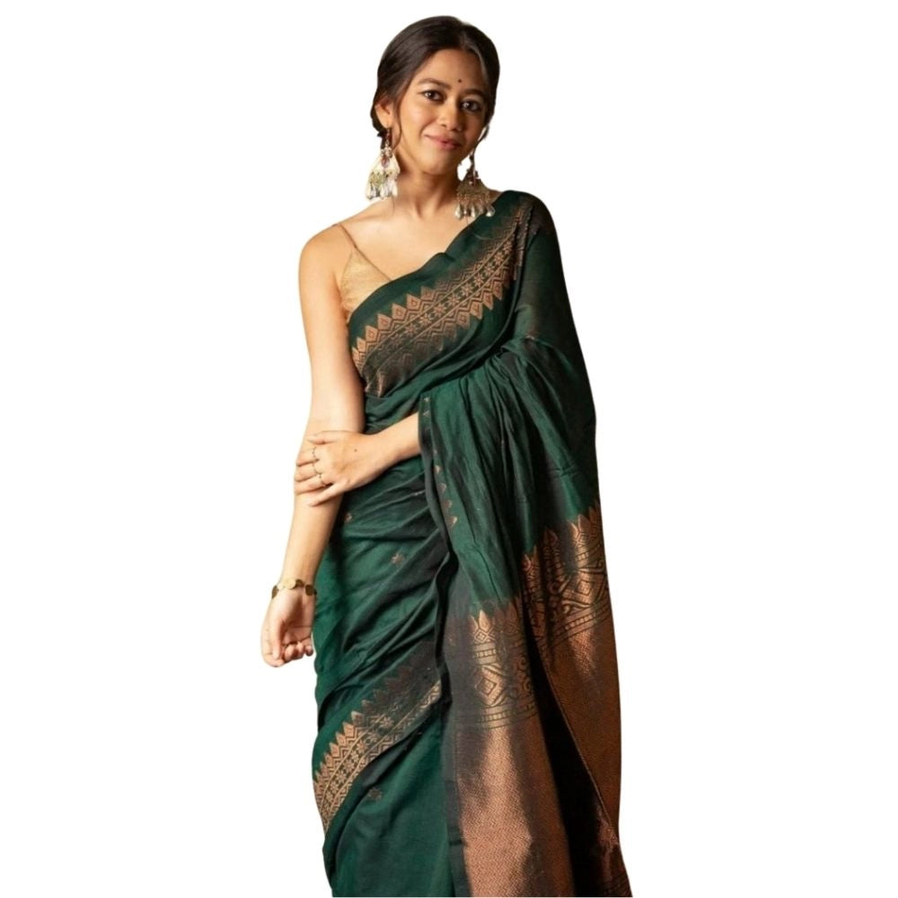 Vaystra Silk Printed Saree With Unstitched Blouse 5.5Mtr – Green